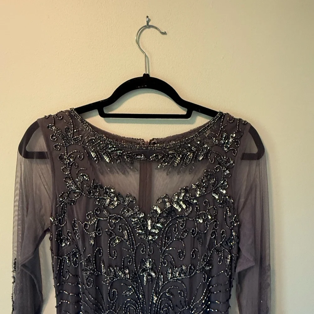 Pisarro Nights Gray Sequin Embellished Gown - Picture 4 of 5